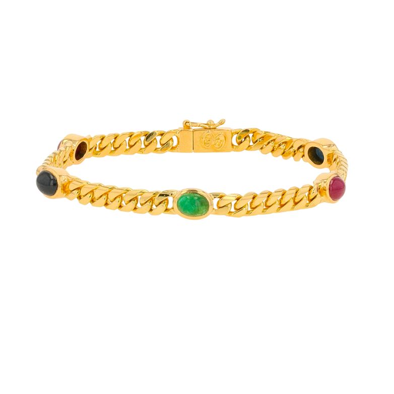Bracelet émeraude, saphirs, rubis or jaune 23.67g Comme neuf -  reconditionné disponible sur Gemme Les Bijoux